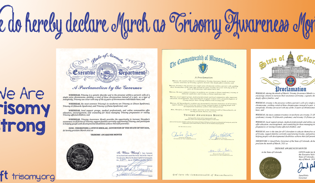 Trisomy Awareness Month Proclamations 2021
