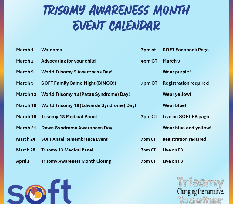 2024 Trisomy Awareness Month Event Calendar