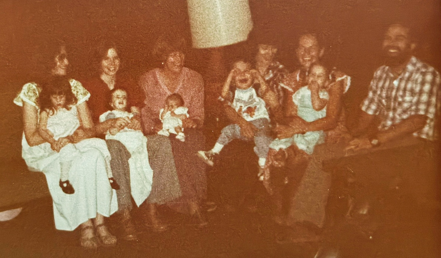 Five children with trisomy 18 and trisomy 13 seated together at the Second SOFT Gathering, January 1982.