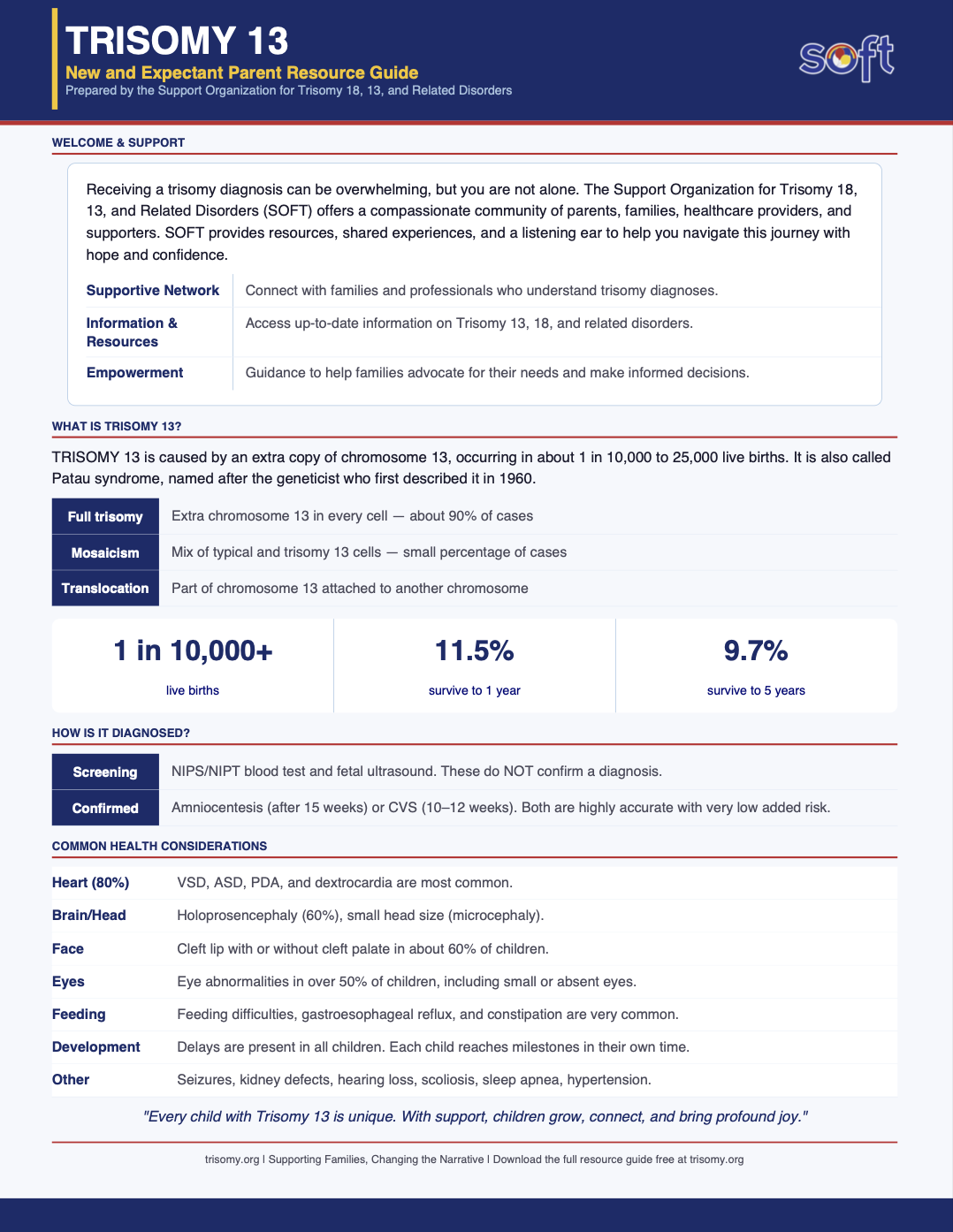 Trisomy 13 Patau syndrome Resource Guide cover page