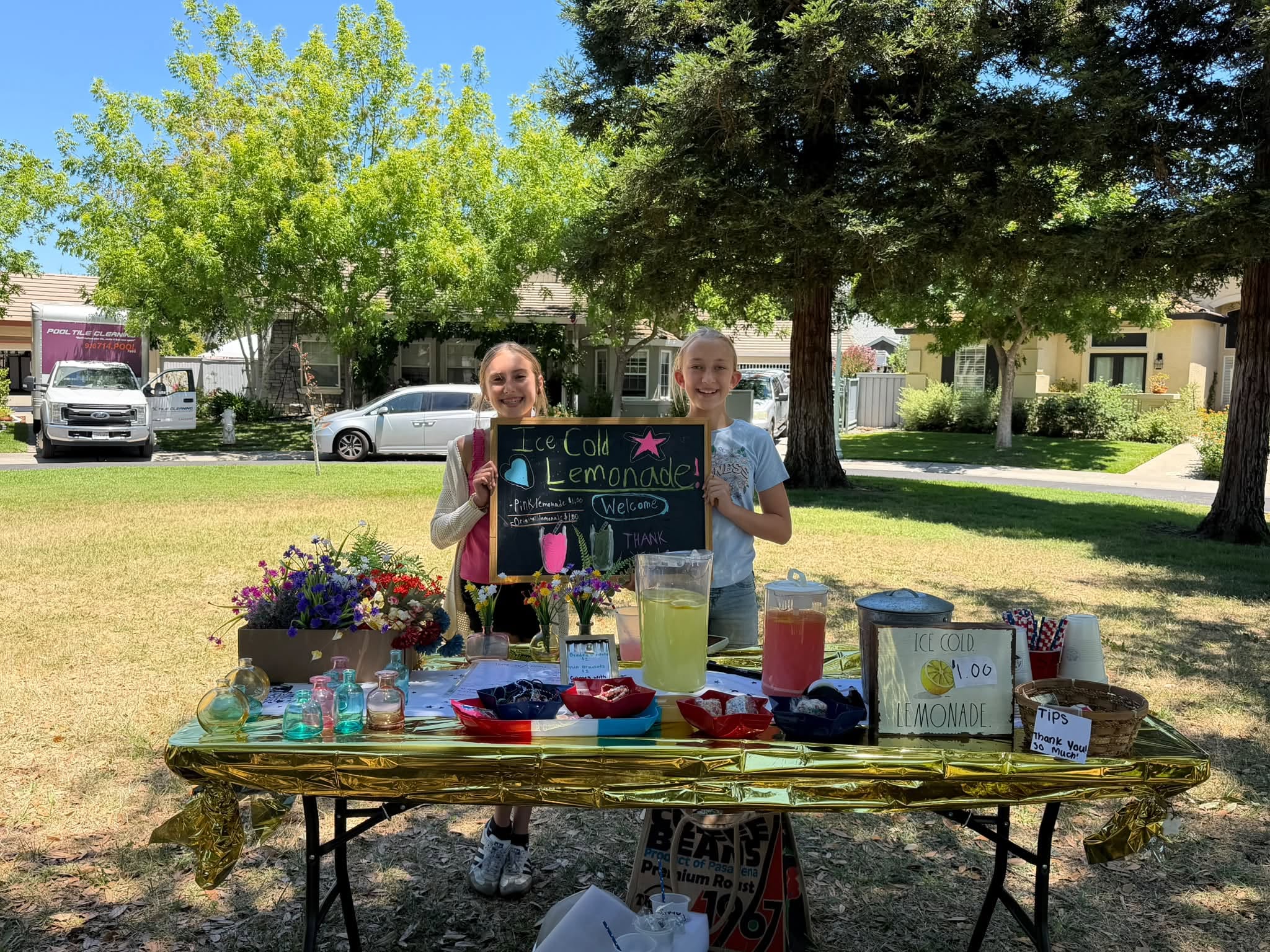 Layne Monaghan hosting a lemonade stand fundraiser for her sister Lilian, who has Mosaic Trisomy 13